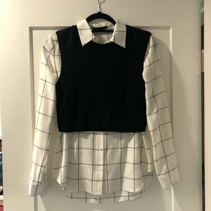 alice + olivia Lucinda Sweater Vest Combo Shirt